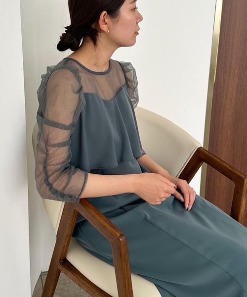 「Dorry Doll」 7分袖ワンピース MEDIUM ブルー レディース_画像8