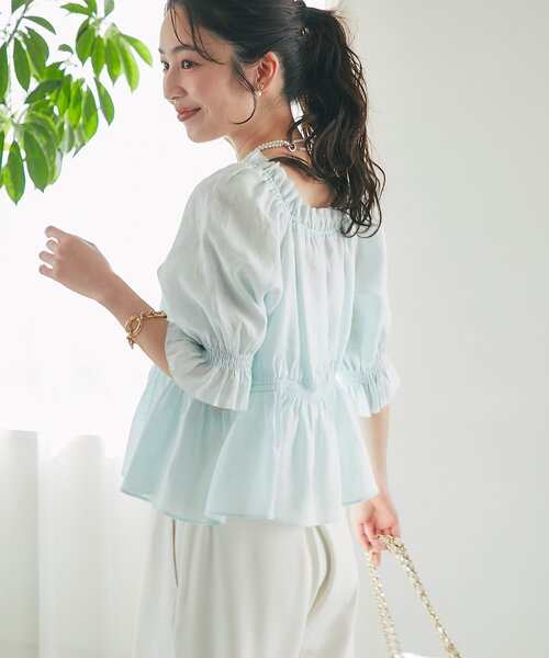 【新品タグ付き】ラブティックボンボン　シャーリングギャザーブラウス La boutique Bonbon（ラブティックボンボン） ブラウス シャツ 「完売