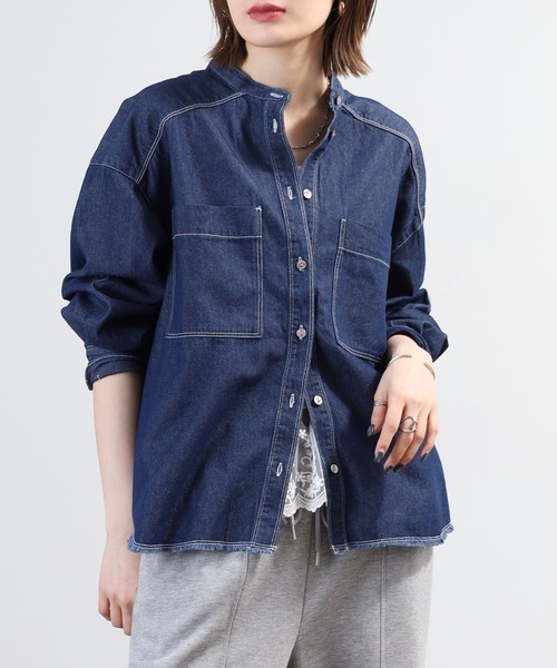 Noia ブラウス シャツ 6オンスデニムシャツ 長袖 レディース