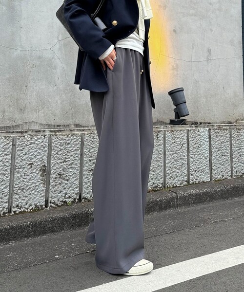 パンツ 「4サイズ展開/リピーター続出！」とろみツイルストレートイージーパンツ レディースの画像