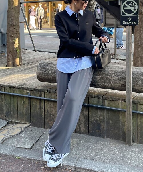 パンツ 「4サイズ展開/リピーター続出！」とろみツイルストレートイージーパンツ レディースの画像