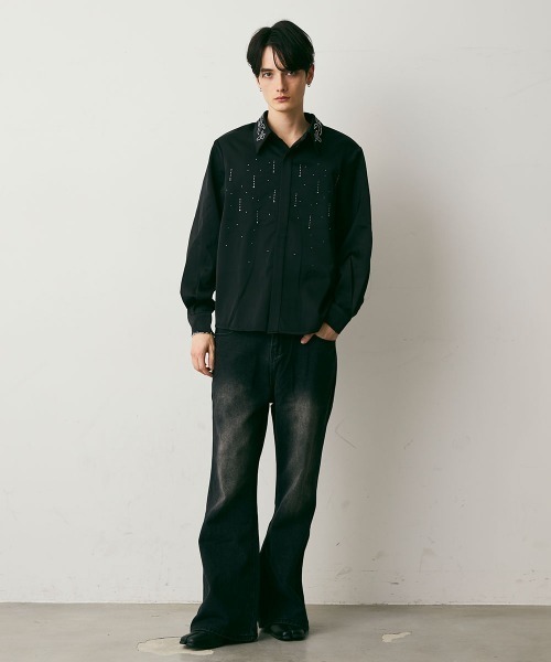 Shoowtime（ショウタイム） シャツ Shiny Stone Glitter Long-Sleeve 