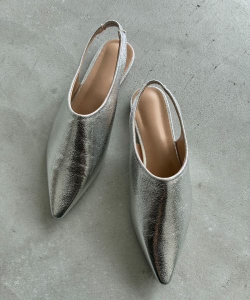 AIC. パンプス スリングバックポインテッドフラットシューズ