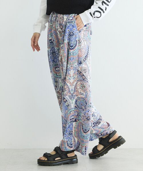 ワイドパンツ パンツ ペイズリー柄プリントワイドパンツ レディース