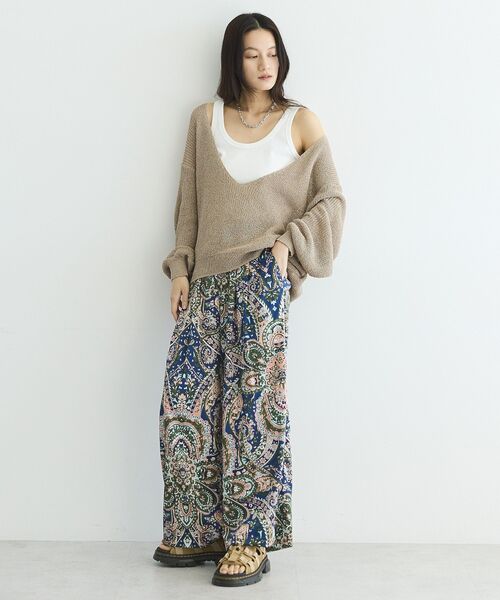 パンツ ペイズリー柄プリントワイドパンツ レディース : ZOZOTOWN