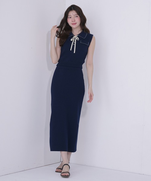fupel セットアップ 夏 ribbon stitch polo set up / リボンステッチ