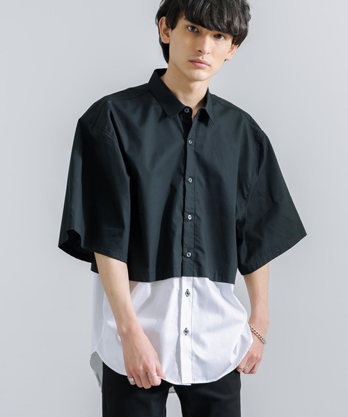「Rocky Monroe」 半袖シャツ M ネイビー×ホワイト メンズ_画像9