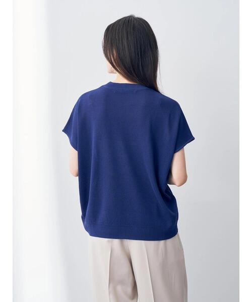 「YECCA VECCA」 半袖ニット FREE ネイビー レディース_画像9