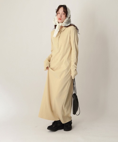 「NOAHL」 長袖ワンピース M ブラウン レディース_画像3