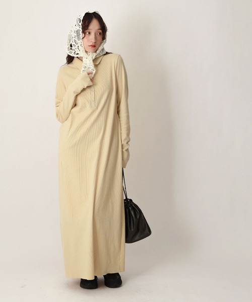 「NOAHL」 長袖ワンピース M ブラウン レディース_画像6