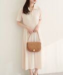 ワンピース 半袖 タックフレアポロワンピースの詳細画像2
