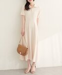 ワンピース 半袖 タックフレアポロワンピースの詳細画像3