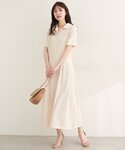 ワンピース 半袖 タックフレアポロワンピースの詳細画像5