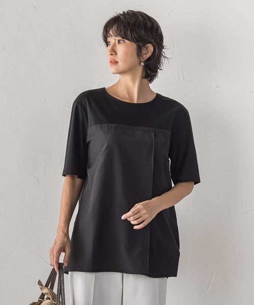 ビスチェ風カットソー la.f（ラ・エフ） tシャツ 半袖 ビスチェ風切り替えカットソー
