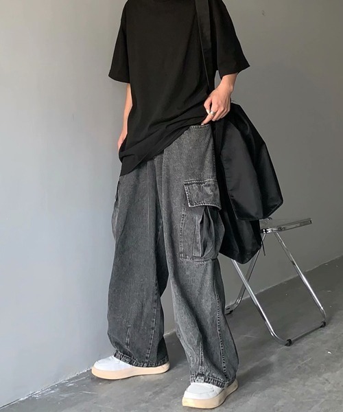 「NOWLE」 カーゴパンツ LARGE ブラック メンズ_画像4