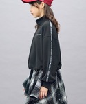 トレーナー 袖ライン ハーフジップ ショート丈...の詳細画像2