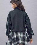 トレーナー 袖ライン ハーフジップ ショート丈...の詳細画像3