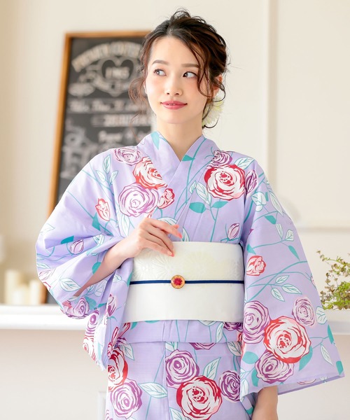 Kimono by nadeshiko 浴衣，帯セット KIMONOMACHI 浴衣 オリジナル 浴衣2点セット(浴衣+半幅帯) A