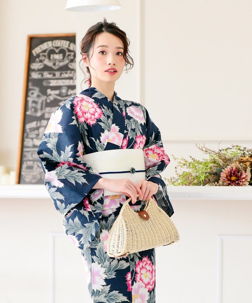 向日葵や牡丹の浴衣　両面染　半幅帯もセットで　花火大会夏祭り七夕　手縫い 楽天市場】浴衣セット レディース 夏 2点セット 浴衣 セット