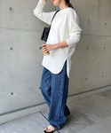 tシャツ USAコットン長袖オーバーサイズ裾ラ...の詳細画像3