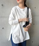 tシャツ USAコットン長袖オーバーサイズ裾ラ...の詳細画像1