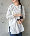 tシャツ USAコットン長袖オーバーサイズ裾ラ...の詳細画像4