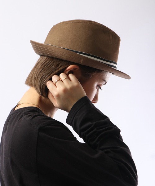 Fabulous（ファビュラス） 帽子 ハット ストライプリボンフェドラ