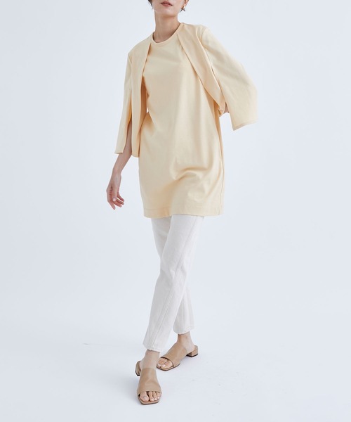 【コンビニ受取対応商品】 CINOH tシャツ 「CINOH/チノ」別注 slit sleeve dress Tee トップス