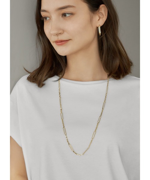 STYLE DELI ネックレス スクエア交互チェーンロングネックレス 