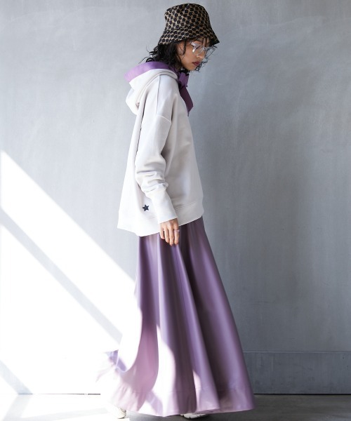 GEVS.（ジェイヴィス） スカート フェイクレザータックフレアマキシ