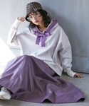 ロング スカート フェイクレザータックフレアマ...の詳細画像1