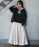 ロング スカート フェイクレザータックフレアマ...の詳細画像2
