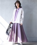 ロング スカート フェイクレザータックフレアマ...の詳細画像3