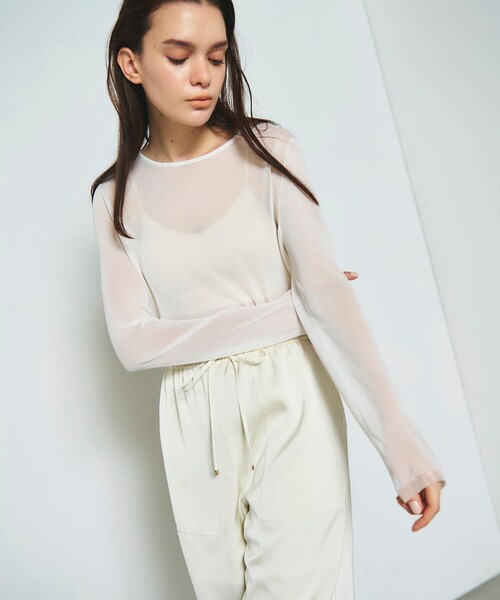 tシャツ シアークルーニットトップ レディース GRACE CONTINENTAL tシャツ シアークルーニットトップ