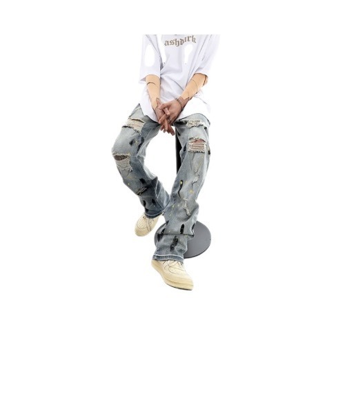TopIsm ジーンズ ハードダメージ リメイクデニムパンツ メンズ