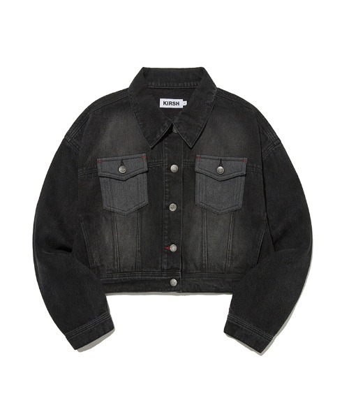 ☆韓国の人気☆【KIRSH】☆UNI WASHING CROP DENIM JACKE.T☆ デニムジャケット gジャン KIRSH UNI WASHING CROP DENIM JACKET