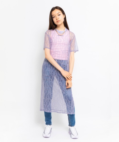 ワンピース ANNA SUI NYC ボタニカルモチーフ レース ロング