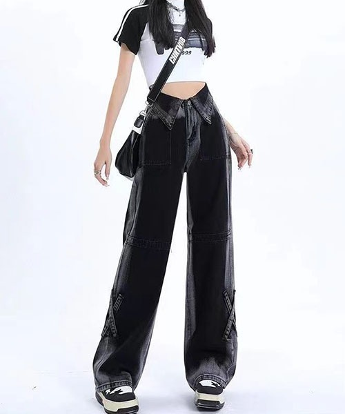 デニムパンツ グラデーション ワイド ルーズ ストリート gossip!ロサンゼルス ジーンズ デニム デニムパンツ