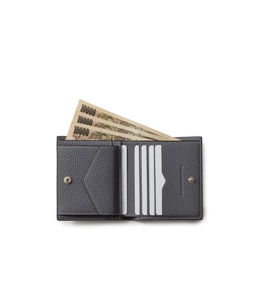 【美品】ボナベンチュラ ベルテッド バイフォールド グレー BONAVENTURA（ボナベンチュラ） 財布 バイフォールドロングウォレット