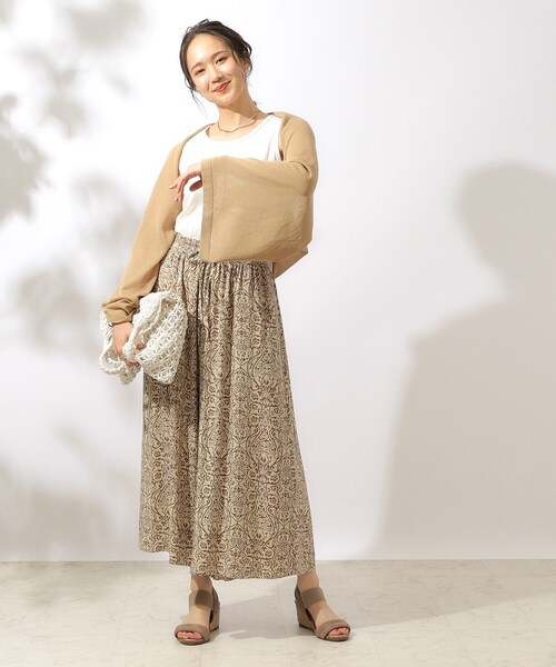 SHOO・LA・RUE パンツ コーデのアクセントに とろみ総柄ガウチョ