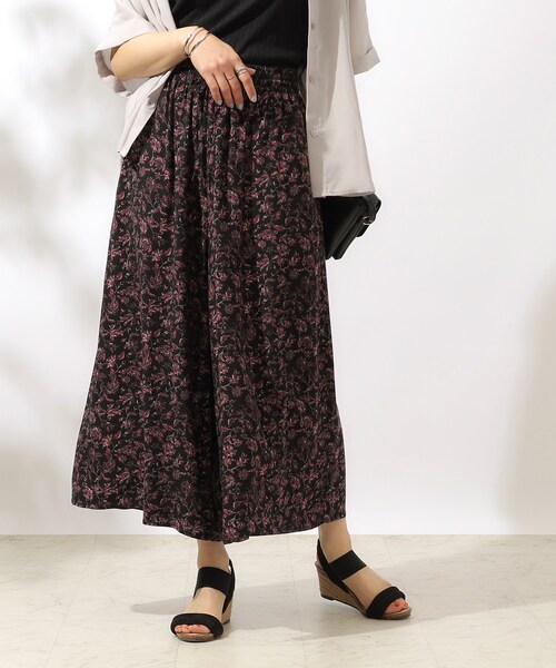 SHOO・LA・RUE パンツ コーデのアクセントに とろみ総柄ガウチョ