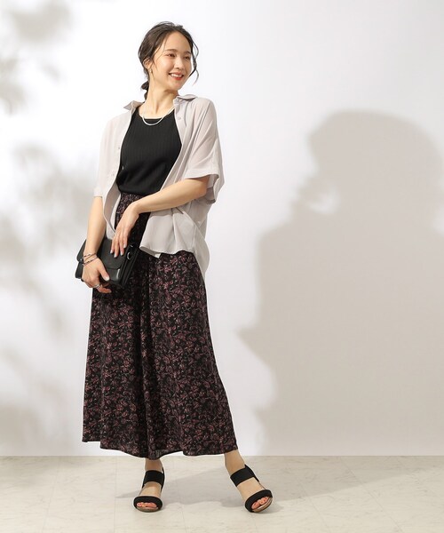 SHOO・LA・RUE パンツ コーデのアクセントに とろみ総柄ガウチョ