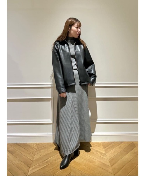 allureville（アルアバイル） ブルゾン アウター フェイクレザーステン