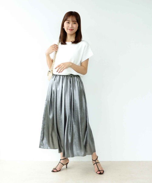 ニット セーター ラッフルスリーブキラキラニット レディース Jines ニット セーター ラッフルスリーブキラキラニット