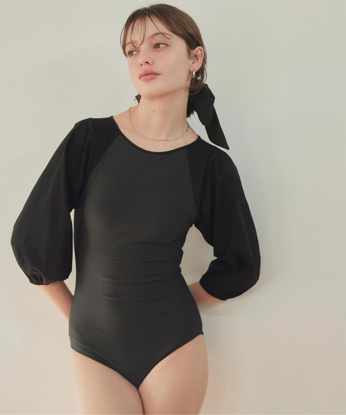 SEA DRESS 水着 ビッグリボン×パフスリーブワンピース/水着