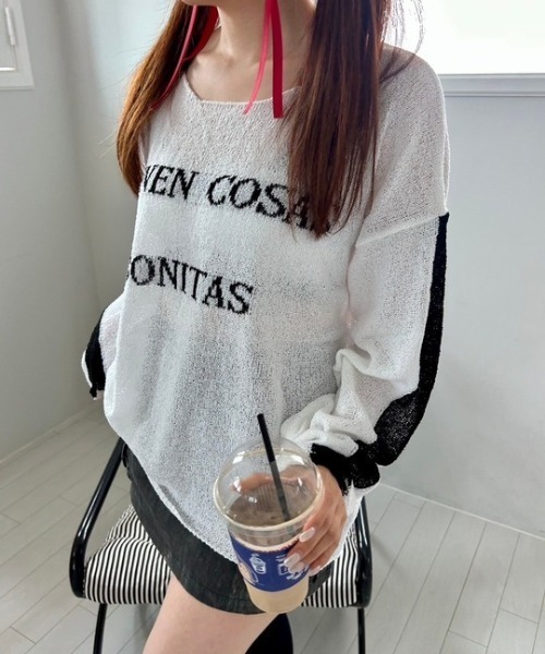 tシャツ ipugo/イプゴ ロゴサマー長袖ニット レディース ipugo tシャツ ipugo/イプゴ ロゴサマー長袖ニット レディース