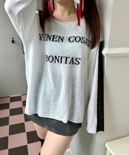 tシャツ ipugo/イプゴ ロゴサマー長袖ニット レディース ipugo tシャツ ipugo/イプゴ ロゴサマー長袖ニット レディース