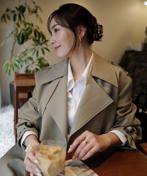 anuans トレンチコート コート ウールギャバジントレンチコート