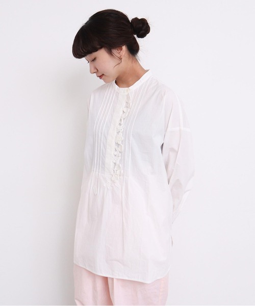 l'atelier du savon レース刺繍 ブラウス ゆったりサイズ l'atelier du savon ブラウス シャツ _さき編みお花 ゆったり