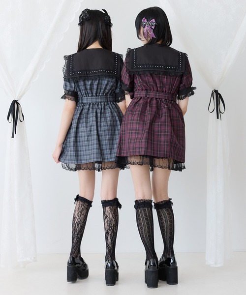 DearMyLove ワンピース ハートベルト角襟レースアップワンピース